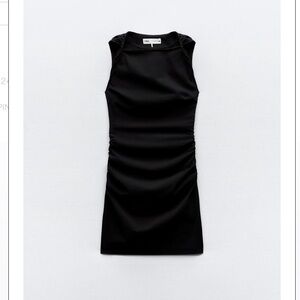 Zara Black Sleeveless Ruched Mini Dress